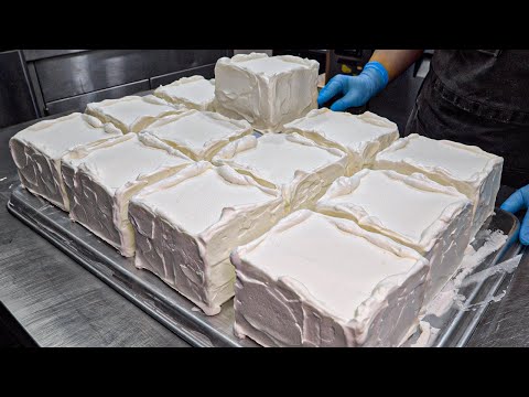 Sold out in 1 hour!! Delicious milk cream block cake making - Korean street food