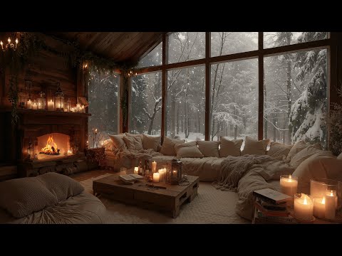 Silent Winter Forest Cabin ❄️ Soft Piano, Snowfall & Fireplace Sounds for Relaxing Sleep