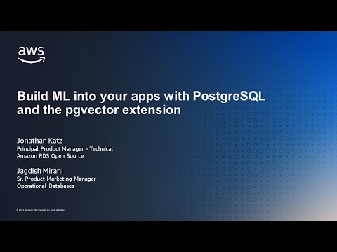 Building ML capabilities with PostgreSQL and pgvector extension-- AWS Fireside Chat