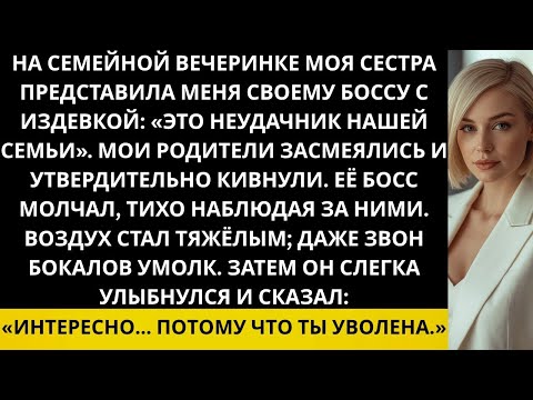 На семейном празднике моя сестра назвала меня «позором семьи» Её начальник лишь улыбнулся и сказа