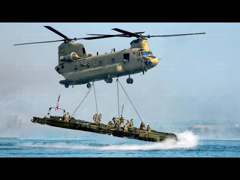 The Insane Engineering | CH-47 Chinook Helicopters Build Bridges Mid-Air