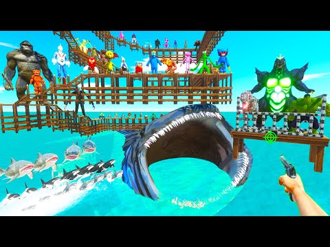 Parkour Around Bloop Rescues Super Godzilla Fights Sea Monsters - Animal Revolt Battle Simulator