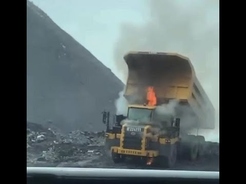 The Truck Caught Fire  and Excavators Working Nonstop in a Quarry – Mega Machine Zone Power!