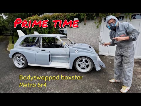 Finishing up the body kit on the body swapped boxster metro 6r4