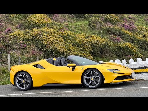 1000hp hybrid Ferrari SF90 Spider road trip to the IoM to lap the historic TT course