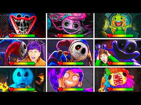 POPPY PLAYTIME CHAPTERS 1 to 5 - ALL BOSSES & DEATH SCENES With HEALTHBARS!?