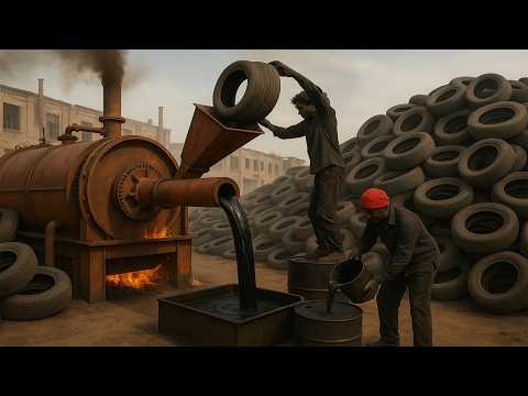 Amazing Recycling Process of Waste Tires | Incredible Method of Oil Extraction From Scrap Tires