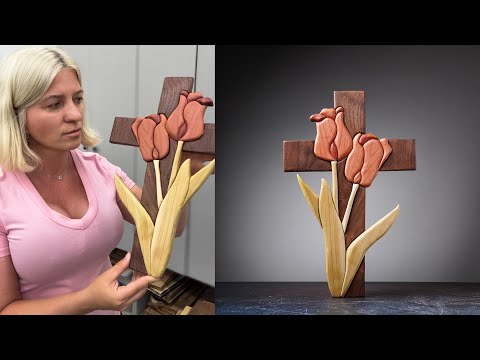 How to make a beautiful tulip cross. Step by step intarsia tutorial