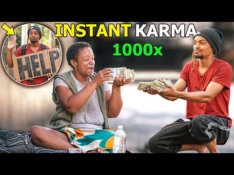 Homeless BAREFOOT Asking for Help, Then Giving Back $1000! (MUST WATCH)