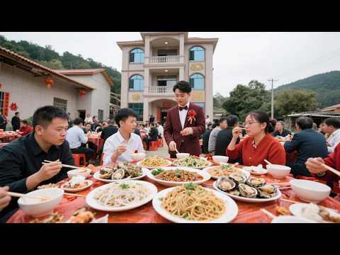 随200去福建莆田农村搂席2380一桌 特色山里炝粉 莆田卤面 各种海鲜吃到撑新郎家4层的大别墅 我酸了！【我是忐忑妞】