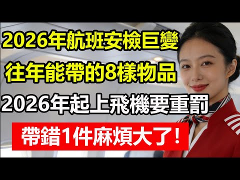 緊急通知！2026年航班安檢巨變！往年能帶的8樣物品！2026年起上飛機要重罰！還可能當場扣押！帶錯1件麻煩大了！#樂享晚年志#生活經驗#百科密碼#科普#老年旅行#機場攻略#旅遊保險#健康出行