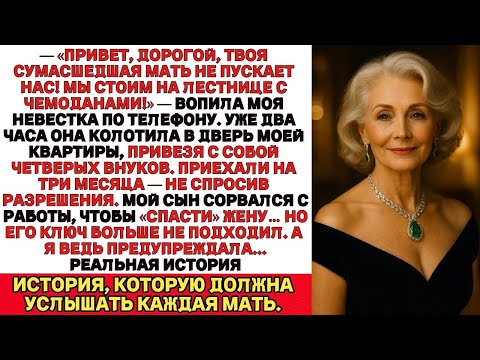 Привет, дорогой! Твоя сумасшедшая мать не пускает нас! Мы стоим на лестнице со своими вещами!