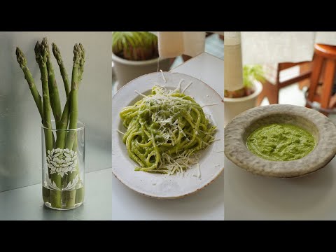 아스파라거스 퓨레 크림 파스타ㅣ필요한 건 아스파라거스, 오일, 면, 약간의 치즈와 버터가 전부! (봄의 사치를 누리세요)