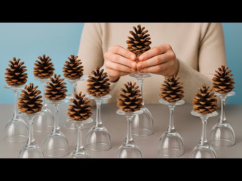 😍 3 AMAZING DIY Ideas with Glass Cups and Pine Cones!