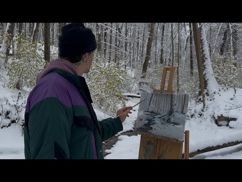 Plein Air Painting in FRESH SNOW | Winter Oil Painting