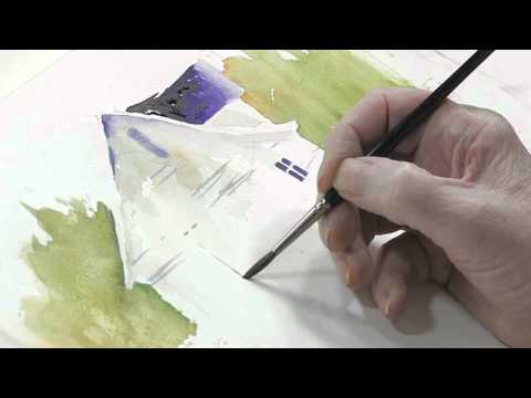 How to Paint a White Barn Using Lukas Watercolors