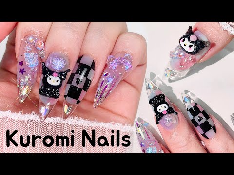 KUROMI Nails💜 Aliexpress Unboxing📦 Gel extensions / Sanrio / Nail art ASMR