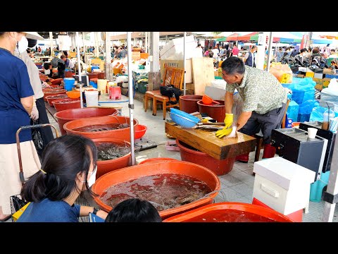The Way How Asians Sell Fish! Fish Cutting Masters! / Tuna, King crab, Eel, | Fish market