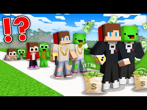 JJ and Mikey : POOR to RICH Life Cycle Evolution Battle in Minecraft - Maizen