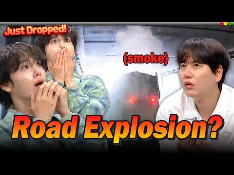 CRAVITY HYEONGJUN's Dashcam Reactions : Tire explosion on the road 💥
