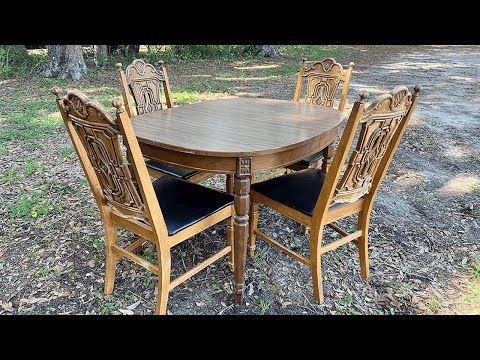 I saved this ugly dining set… DIY Dining Table Makeover