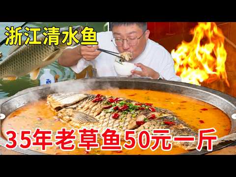 浙江开化清水鱼之乡，35年老草鱼卖50 元一斤，浓鲜肉嫩只卖给有缘人#麦总去哪吃