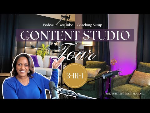 Modern Content Studio Tour   How I Built 3 Sets in 1 Room Podcast + YouTube + Coaching Setup