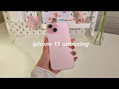 iphone 15 (pink) 512gb unboxing 🎀 accessories + aesthetic setup