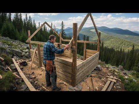 Alone in the Mountains: How to Build a Wooden House Step by Step