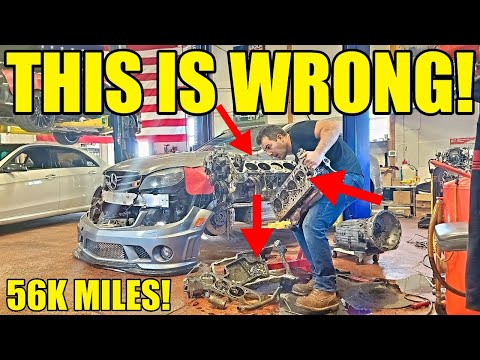 Taking Apart My Hand-Built C63 AMG V8 Engine That BLEW UP At 56,000 Miles! INSANE Carnage!