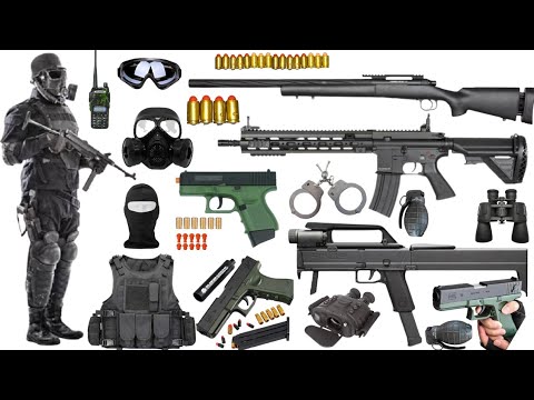 Special Forces Military Toy Gun Set Unboxing,Mp5, Sniper Rifle, Manchine Gun, Sig17, Glock, Revolver