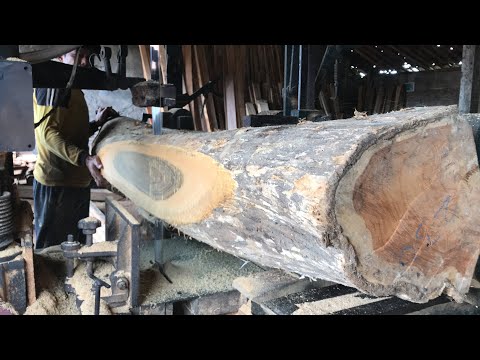 Amazing Wood Cutting Machine: Cutting Through Large Teak with Ease