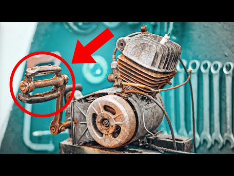 Restoration Old Engine With Pedals From an Abandoned Moped 1960s