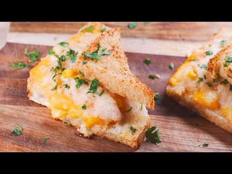 So Cheesy & So Tender + Springy 🧈 Shrimp Toast That’s So Addictive 🍤😋