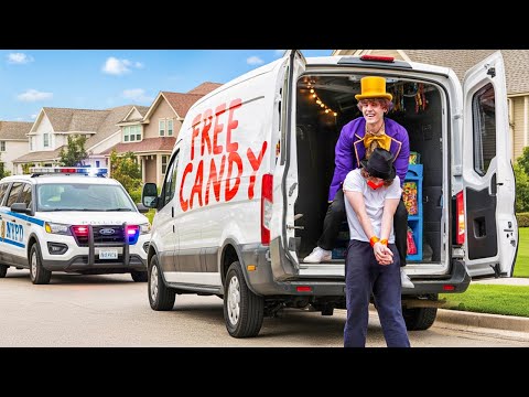 Free Candy Van Prank on Halloween! *Cops*