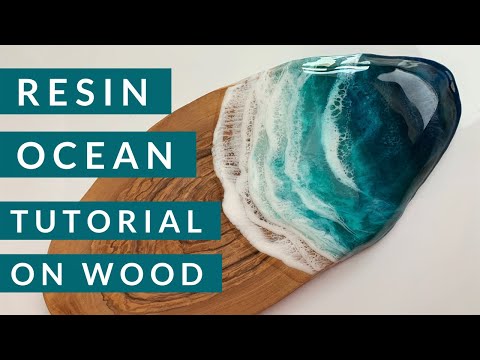 Ocean Resin Tutorial - layering an ocean on a cheese board. Stunning effects and colors!