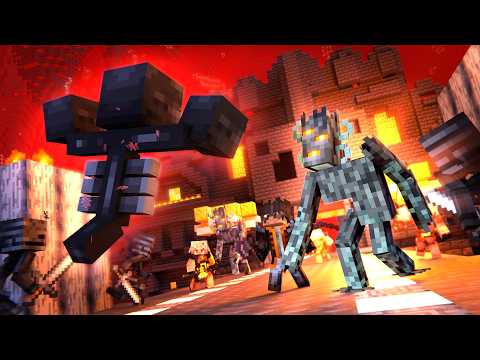 CREAKING VS WITHER - Creaking vs Piglin Army vs Skeletons Nether Battle (Minecraft Movie Animation)
