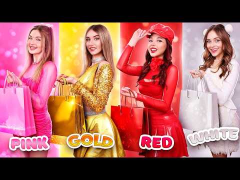 Mädchen in Gold vs. Pink vs. Rot vs. Weiß! Shopping Challenge in Einer Farbe