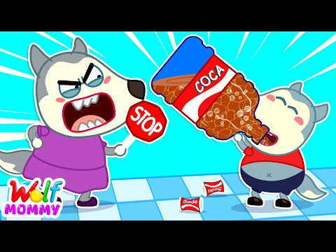 Oh No! Don't Drink Too Much Soda, Little Wolf! | Healthy Habits For Kids | Mommy Wolf Cartoon