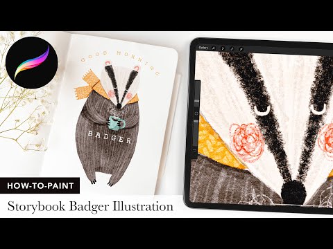 Whimsical badger illustration tutorial for Procreate // Easy children's book illustration