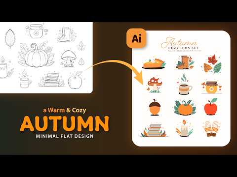 Creating a Warm & Cozy Autumn Icon Set | Minimal Flat Design 🍂