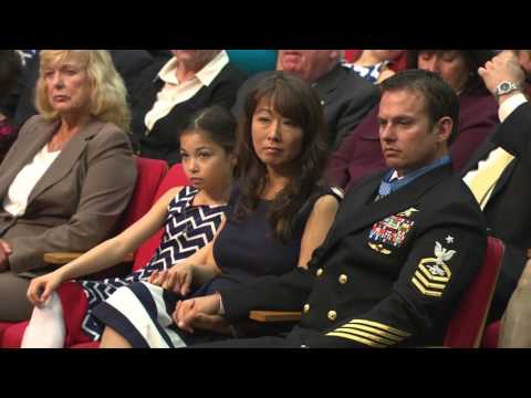 Senior Chief Edward C. Byers Jr. is inducted into the Hall of Heroes.