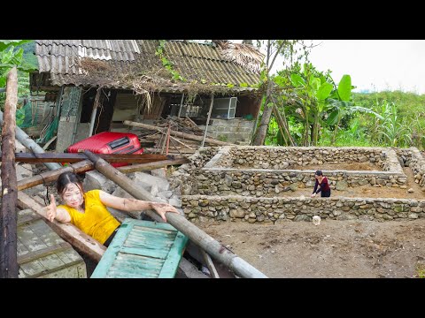 Lucky Survive the Storm Destroyed Old House- The Girl Decided Build New House Solidly out of Stone