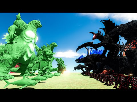 Super Godzilla & Green Monster Team vs Dark Gigan Team – ARBS Cinematic Battle