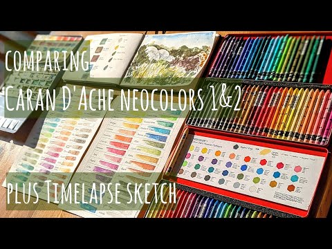 Caran D'Ache Neocolor I & II Swatch & Comparison, plus Timelapse Roman Szmal & Neocolor I Painting