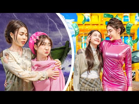 فتاة غنية تصبح فتاة فقيرة! أم غنية مقابل أم فقيرة تتبادلان الإبنة!