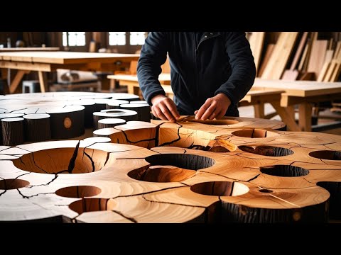 Talented Carpenter: Unique Combination of Holed Wood and Tree Stump Creates a Gorgeous Table