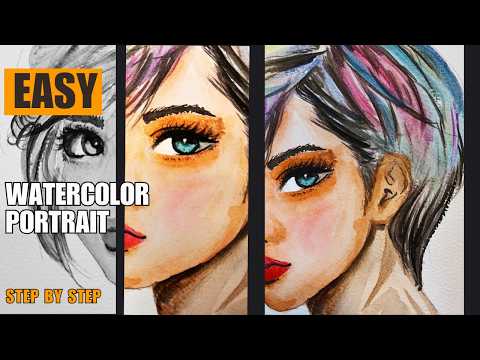 Easy Watercolor Portrait for Beginners | Step-By-Step Tutorial