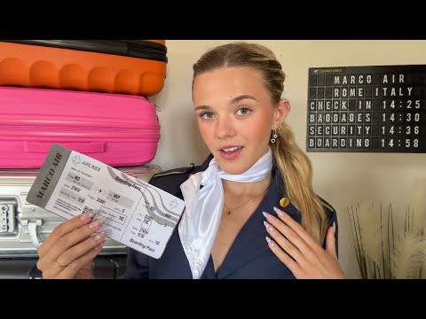 ASMR Airport Check-In Roleplay: Marco Air ✈️🧳 (funny + italian accent) 🇮🇹