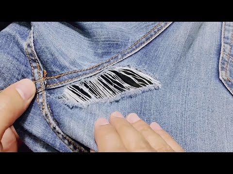 How to repair a hole in jeans between the legs without using a piece of cloth